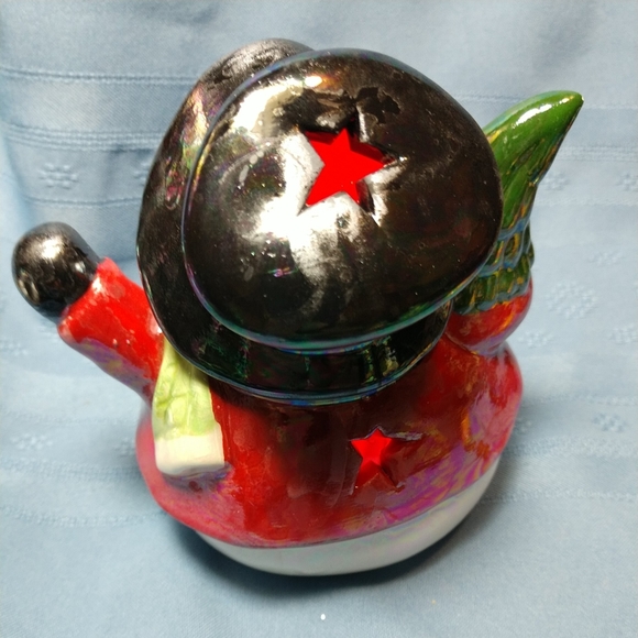 NWOT ☃️Ceramic Snowman Lights Up Multi Colors Flash - Picture 6 of 9